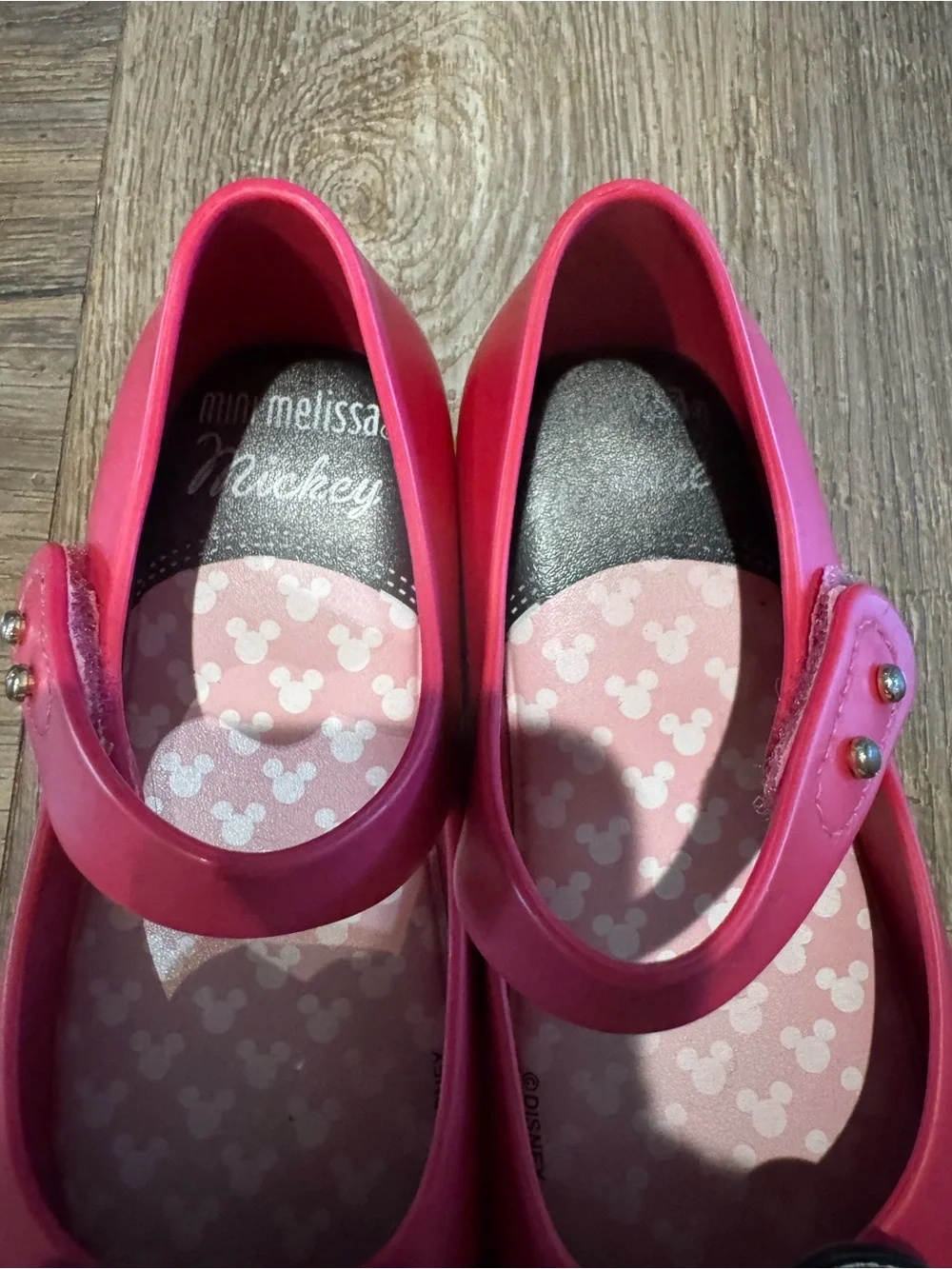 Mini Melissa Kissing Minnie & Mickey Red Pink Mary Shoes Flats Size 9